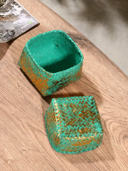 Корзинка плетёная «Голден мини», 12×12×10 см, голубая