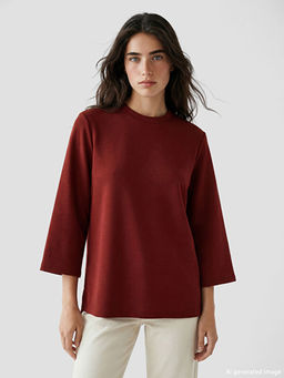 Bisiklet Yaka Oversize Kad?n Sweatshirt Tunik