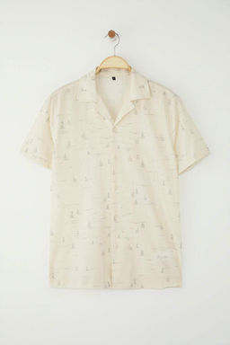 TRENDYOL MAN Haki Regular Fit Apas Yaka Keten Kar?s?ml? Gomlek TMNSS20GO0443