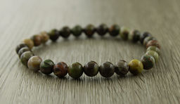 Яшма пейзажная (Урал) 6мм, браслет "Классика" длина 17см