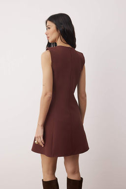 Kahverengi Aksesuar Detayl? Mini Dokuma Elbise TWOAW26EL00133