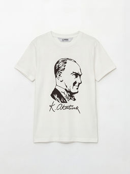 Bisiklet Yaka Atat?rk Bask?l? Erkek ?ocuk Ti??rt