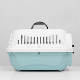 Переноска для животных пластиковая с металлической дверью 47х32,5х30 см, вес до 9 кг, голубая 9343 - Пижон фото 3