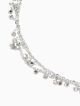 Цепочка со стразами 4 мм. L=100 см, мелкое плетение 2*1,8 мм, цвет серебро