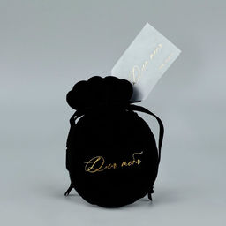 Цена за 5 шт. Мешочек подарочный замшевый Для тебя, черный, тиснение, 9?12 см  1.5 см