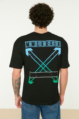 TRENDYOL MAN Siyah Oversize/Genis Kesim S?rt Bask?l? %100 Pamuklu T-shirt TMNSS20TS1132 - Trendyolmilla фото 10