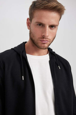 Толстовка обычного кроя на молнии с капюшоном - Defacto фото 7