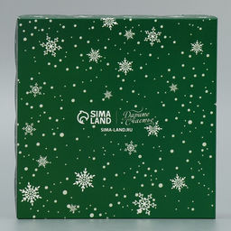 Цена за 5 шт. Коробка для кондитерских изделий новогодняя с пластиковой крышкой «Зайчики», 13×13×3 см