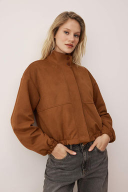 Camel Regular Dik Yaka Astarl? Suet Bomber Mont TWOAW26MO00161 - Trendyolmilla фото 3