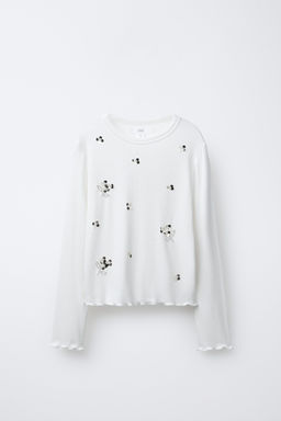 SEQUIN RIB T-SHIRT