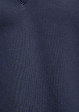 Pamuklu Merserize V Yaka Mavi Basic Tisort  фото 6