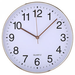 Часы настенные Вечность д29,3см, h4см, циферблат белый; цифры арабские, розовое золото; корпус пластик, розовое золото; в коробке (Китай)