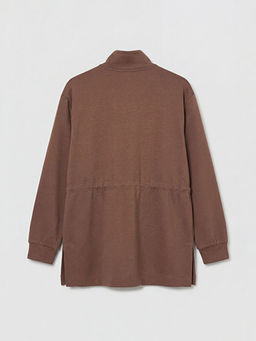 Dik Yaka B?zg?l? Kad?n Fermuarl? Sweatshirt