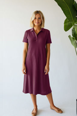 Murdum Polo Yaka K?sa Kol Midi Burumcuk/Dokulu Orme Elbise TWOSS24EL00478