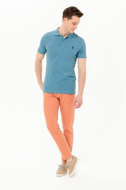 Мужская темно-мятная базовая футболка с воротником поло - U.s. polo assn фото 4