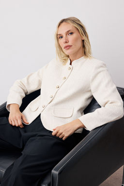 Ekru Dugmeli Dokuma Tuvit Ceket TWOAW26CE00028