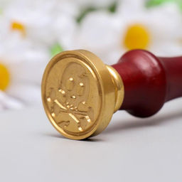 Печать для сургуча с деревянной ручкой «Череп и кости», 9×2.5×2.5 см