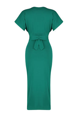 TRENDYOLMILLA Siyah %100 Pamuk Bele Oturan Y?rtmac ve Baglama Detayl? Midi Orme Kalem Elbise TWOSS21EL0404  фото 45