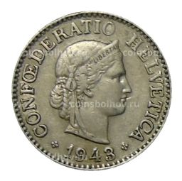 Монета 10 раппенов 1943 года Швейцария