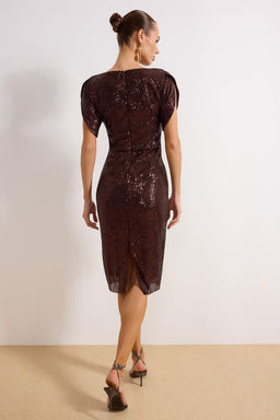 Kahverengi Vucuda Oturan Par?lt?l? Orme Payet S?k Abiye Gece Mezuniyet Elbisesi TPRSS24EL00108