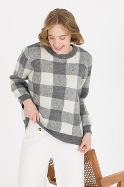 U. S. Polo Assn Женский серый меланжевый свитер с круглым вырезом