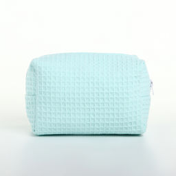 Косметичка женская на молнии TEXTURA, объёмная, средняя, мягкая, вафельная текстура, бирюзовая фото 6