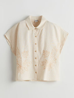 ?i?ekli Keten Kar???ml? K?z ?ocuk G?mlek