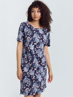 Сорочка ночная женская синяя с акварельными цветами - Mark formelle фото 8