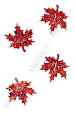 Лазерная вырубка из кожзама "Кленовый листик" 4,7 см (10 шт) красный/белый, несклеенная