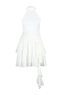 TRENDYOLMILLA Ac?k Mavi A-Kesim F?f?rl? Dokuma K?sa S?k Abiye Elbise TPRSS24EL00122  фото 16