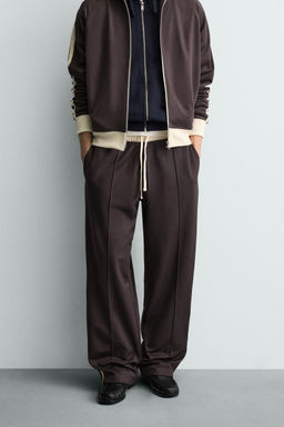 PANTAL?N JOGGER WIDE FIT BANDAS / Granate oscuro - Zara фото 2