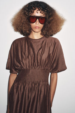 PLEATED WAIST KNIT DRESS WITH MATCHING DETAIL - Zara фото 2