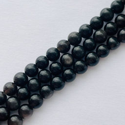 Бусины для украшений из серебристого Обсидиана 38 см