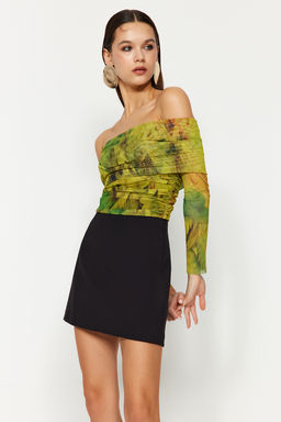 Trendyolmilla Cok Renkli Desenli Orme Tul Bluz TPRAW24BZ00094 фото 2