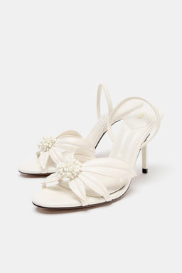 SANDALIA TAC?N DETALLE FLOR / Blanco - Zara фото 2