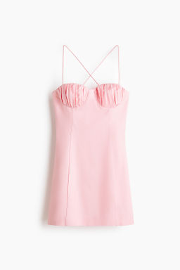 Vestido en mezcla de lino con tirantes espagueti