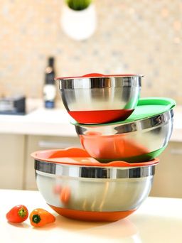 Набор стальных мисок MIX&STORE 3шт, 1.5л+2.4л+3.7л с крышками, силиконовое дно - Attribute фото 14