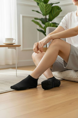 Siyah 2li Pamuklu Kayd?rmaz Yoga/Pilates Orme Corap THMAW26CO00020