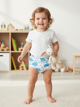 Трусы детские белые бирюзовые ежики