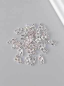 Металлический элемент декоративная подвеска «Арт Узор. Love с сердечком», серебро, набор 30 шт., 1.4×0.8 см