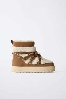 COMBINED FAUX SHEARLING ANKLE BOOTS - Zara фото 10