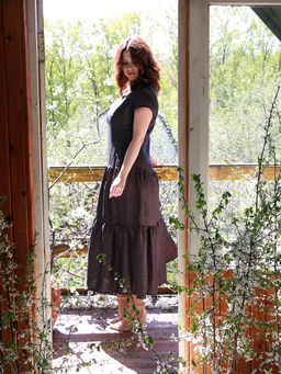 Платье длинное летнее с воланами - Almond фото 7