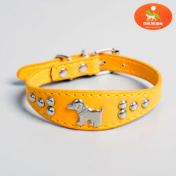 Ошейник-селедка со щенком, 29-32 х 2,5 см, искусственная кожа, желтый