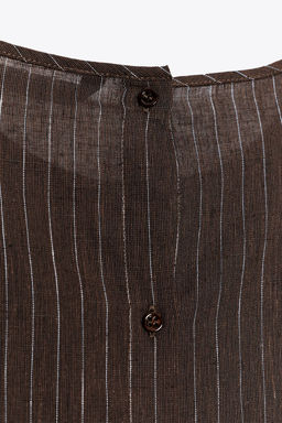 ZW COLLECTION STRIPED LINEN BLEND TOP - Zara фото 7