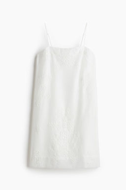 Vestido de tirantes espagueti con bordado ingl?s