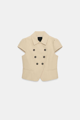 CHAQUETA MANGA CORTA DOBLE BOTONADURA / Tostado - Zara фото 4