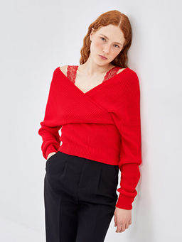 Kruvaze Yaka Kad?n Triko Kazak