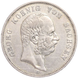 Монета 5 марок 1904 года E Германия (Саксония)