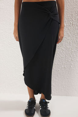 Trendyolmilla Siyah Ayrobin Dugum Detayl? Midi Etek TWOSS25ET00190  фото 3