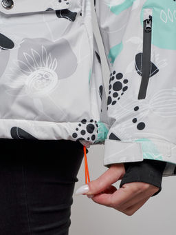 Горнолыжная куртка женская зимняя серого цвета 2302-1Sr